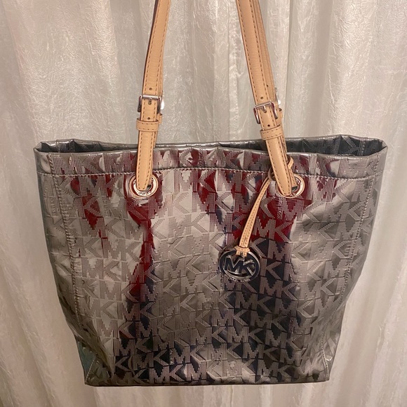 Michael Kors Metallic Gunmetal Tote Bag